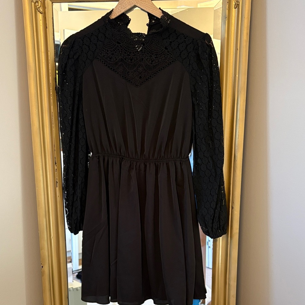 NWT Cupshe Black Lace Long Sleeve Dress